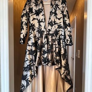 Elegant Black and Cream High-Low Dress